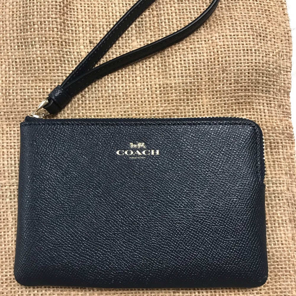 Coach Crossgrain Leather Corner Zip Wristlet